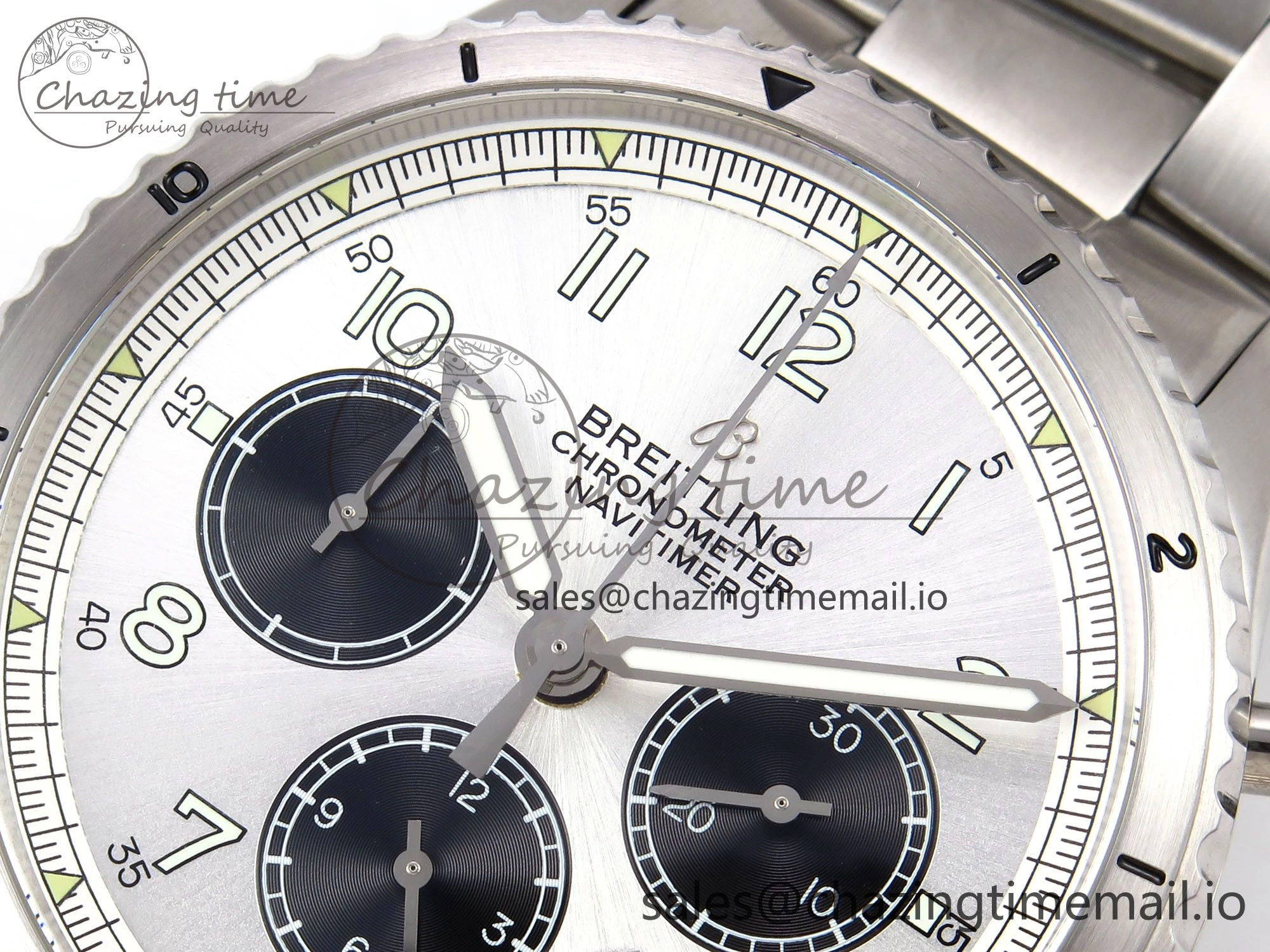 Navitimer 8 B01 Chrono SS EF 1:1 Best Edition White Dial Arabic Bezel on SS Bracelet A7750