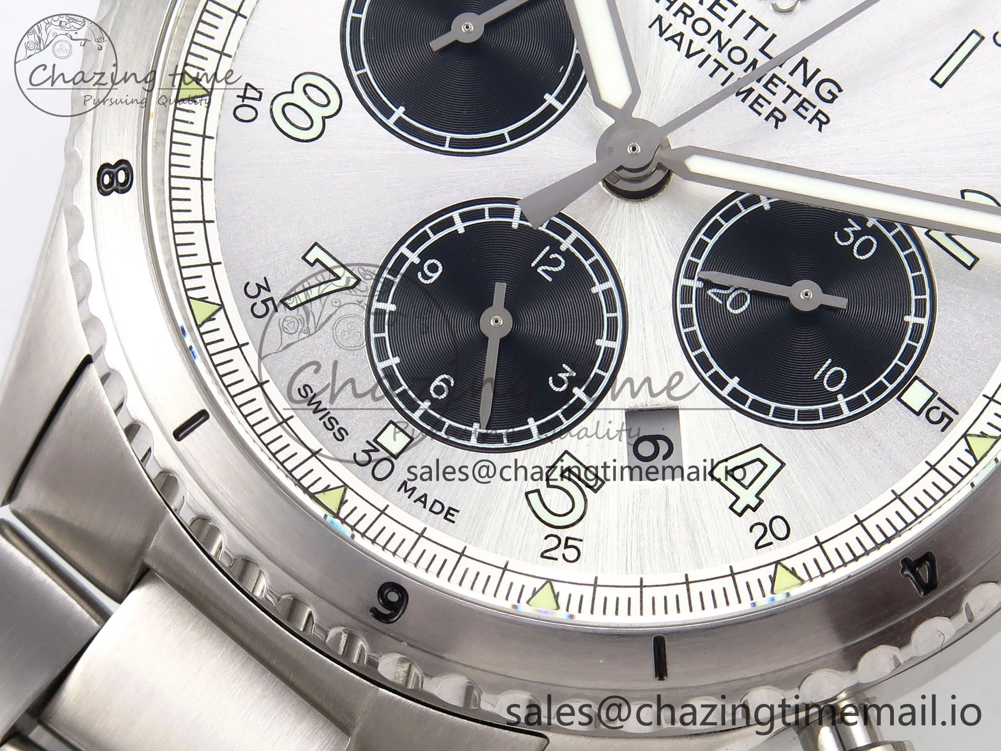Navitimer 8 B01 Chrono SS EF 1:1 Best Edition White Dial Arabic Bezel on SS Bracelet A7750