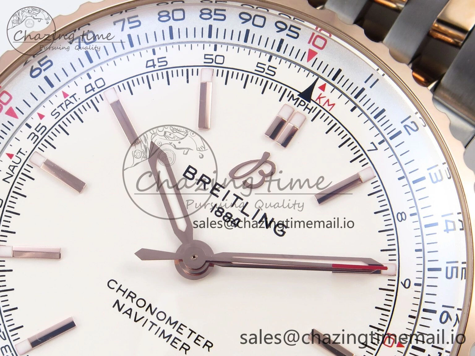 Navitimer Automati SS RG 41mm TF 1:1 Best Edition RG Bezel White Dial on SS RG Bracelet A2824