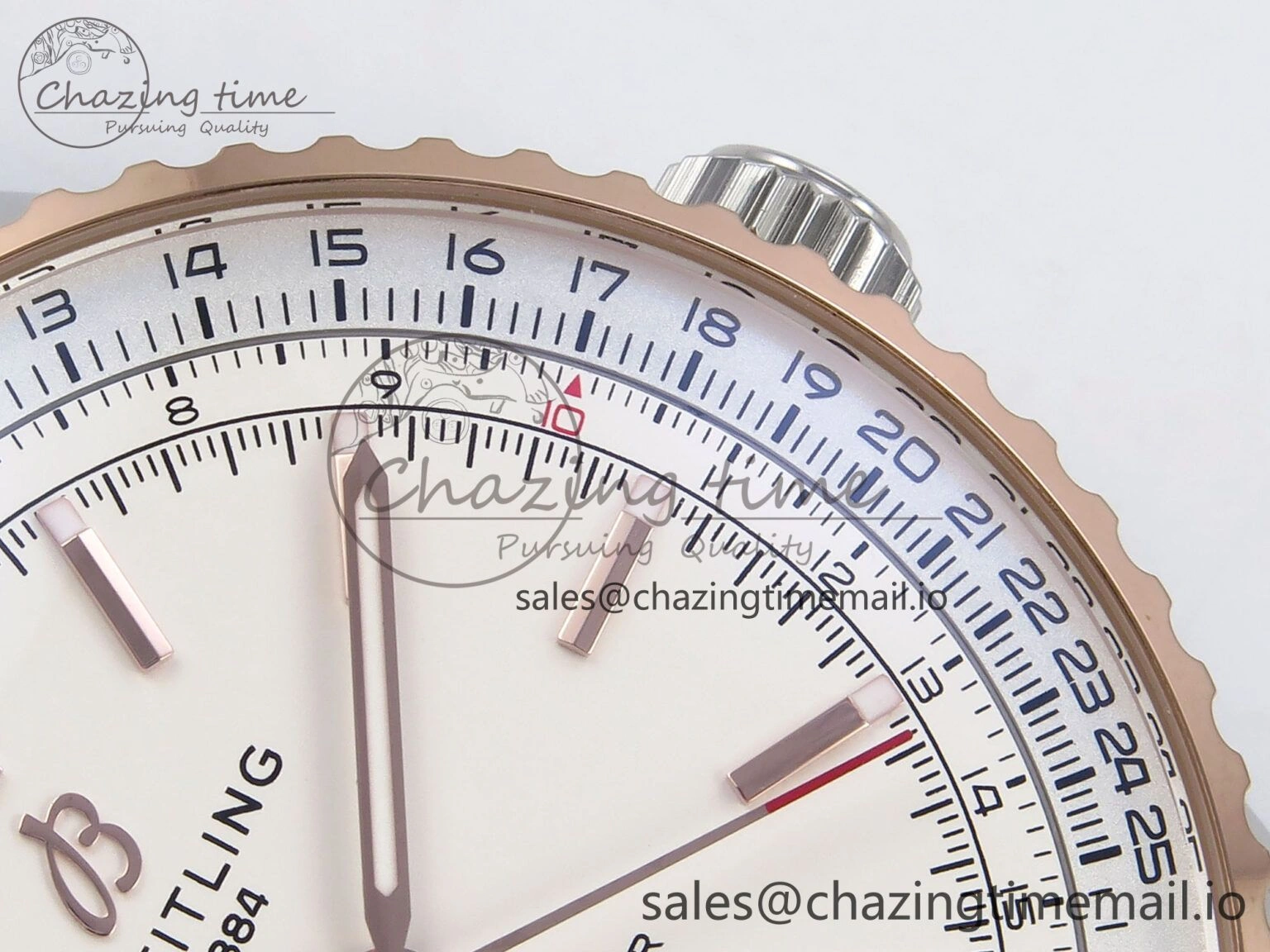 Navitimer Automati SS RG 41mm TF 1:1 Best Edition RG Bezel White Dial on SS RG Bracelet A2824