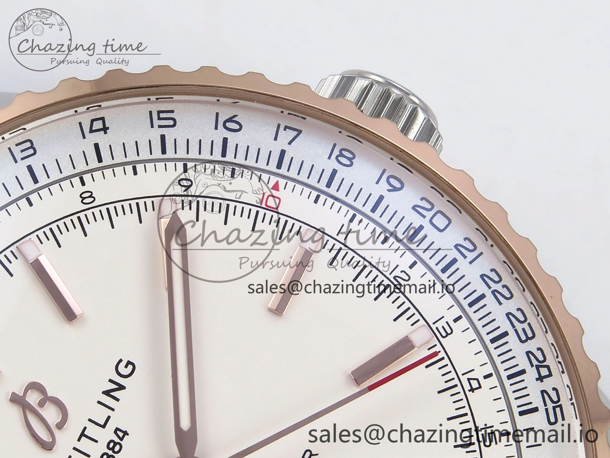 Navitimer Automati SS RG 41mm TF 1:1 Best Edition RG Bezel White Dial on SS RG Bracelet A2824