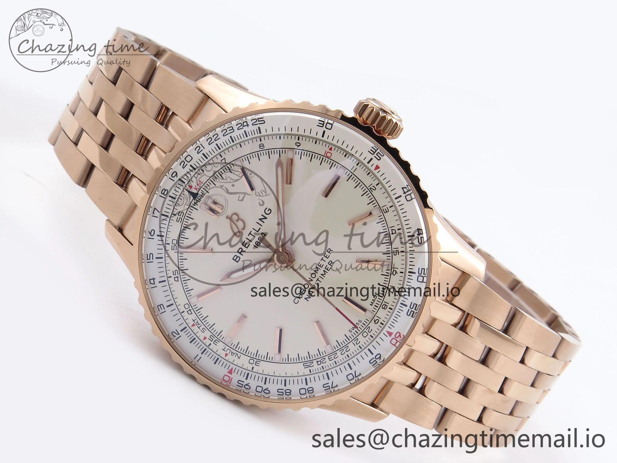 Navitimer Automatic RG 41mm TF 1:1 Best Edition RG Bezel White Dial on RG Bracelet A2824