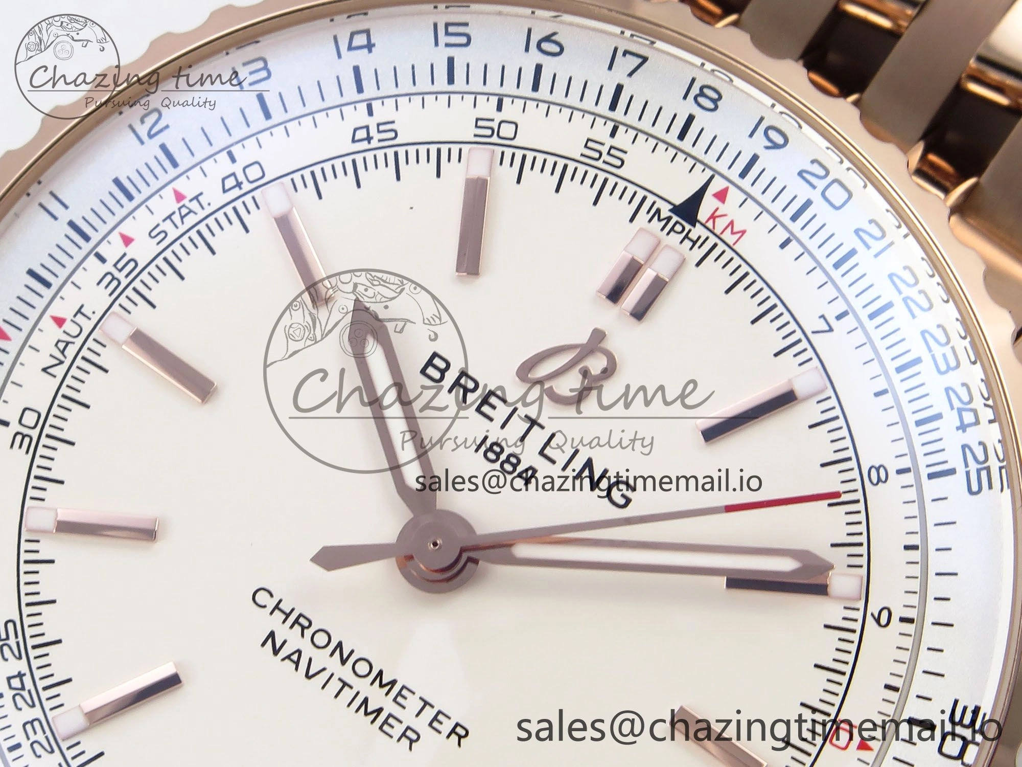 Navitimer Automatic RG 41mm TF 1:1 Best Edition RG Bezel White Dial on RG Bracelet A2824