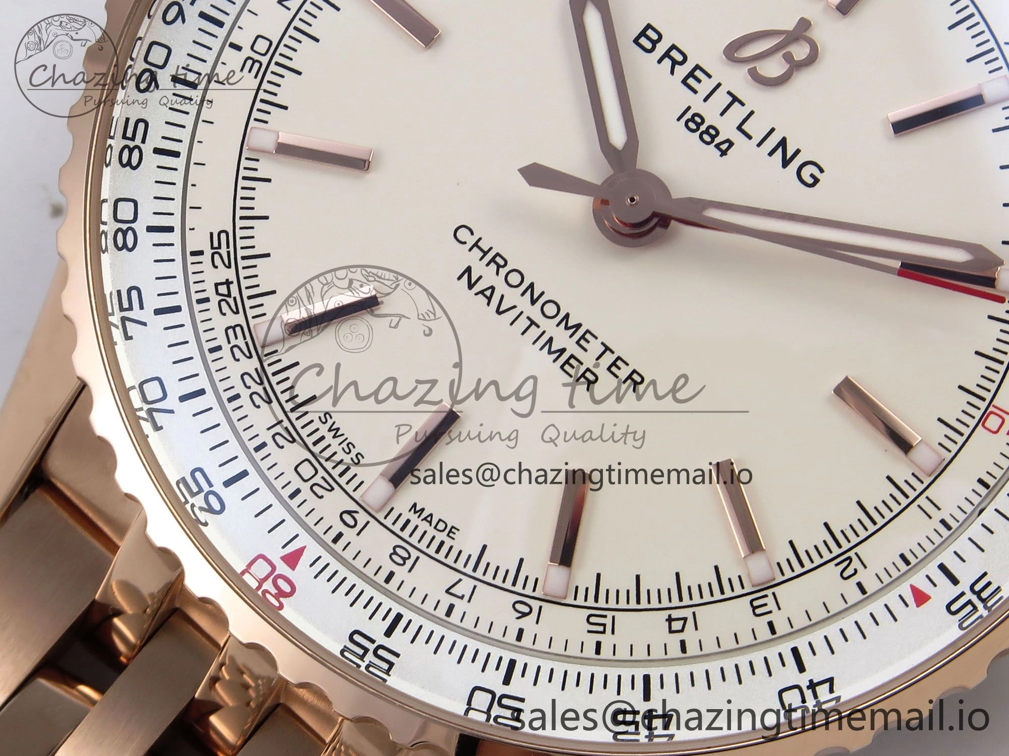 Navitimer Automatic RG 41mm TF 1:1 Best Edition RG Bezel White Dial on RG Bracelet A2824