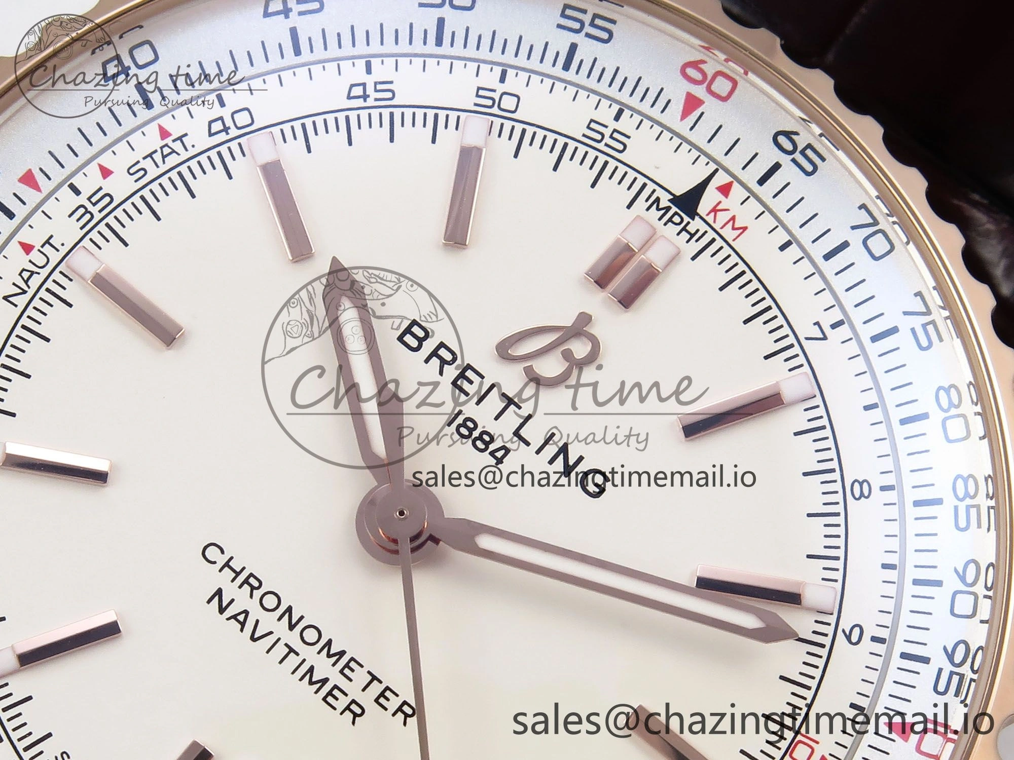 Navitimer Automatic RG 41mm TF 1:1 Best Edition White Dial on Brown Leather Strap A2824