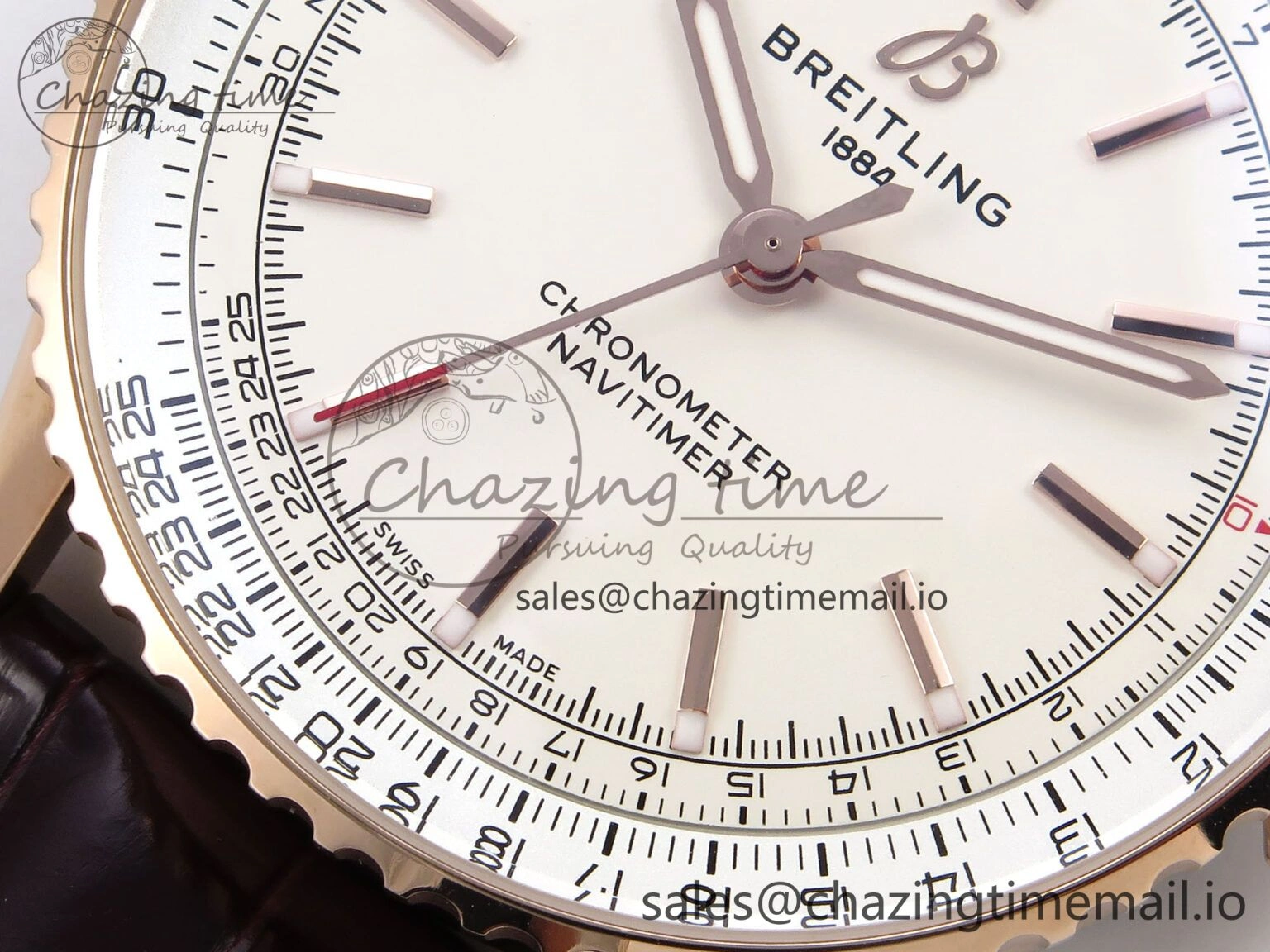 Navitimer Automatic RG 41mm TF 1:1 Best Edition White Dial on Brown Leather Strap A2824