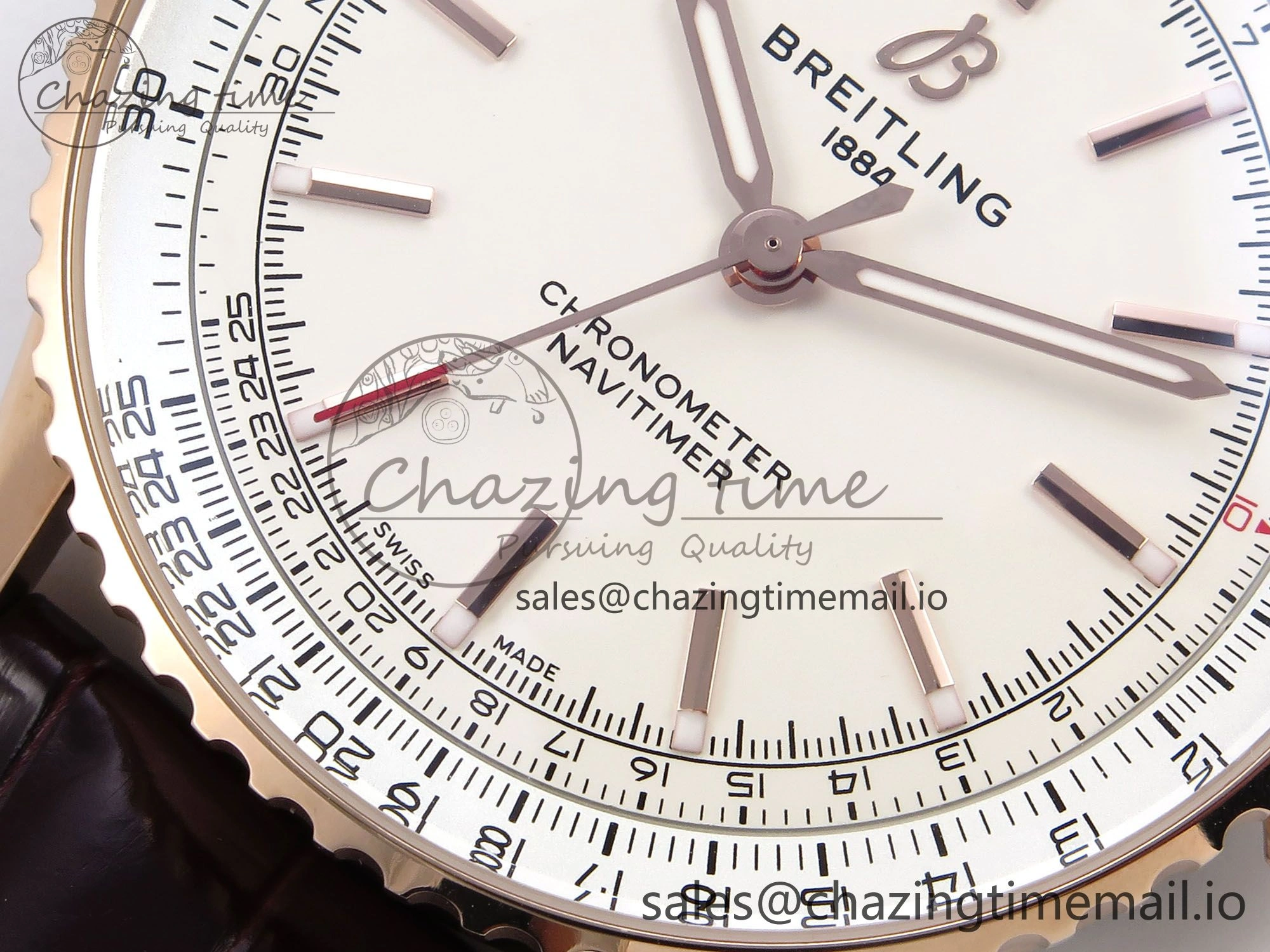 Navitimer Automatic RG 41mm TF 1:1 Best Edition White Dial on Brown Leather Strap A2824