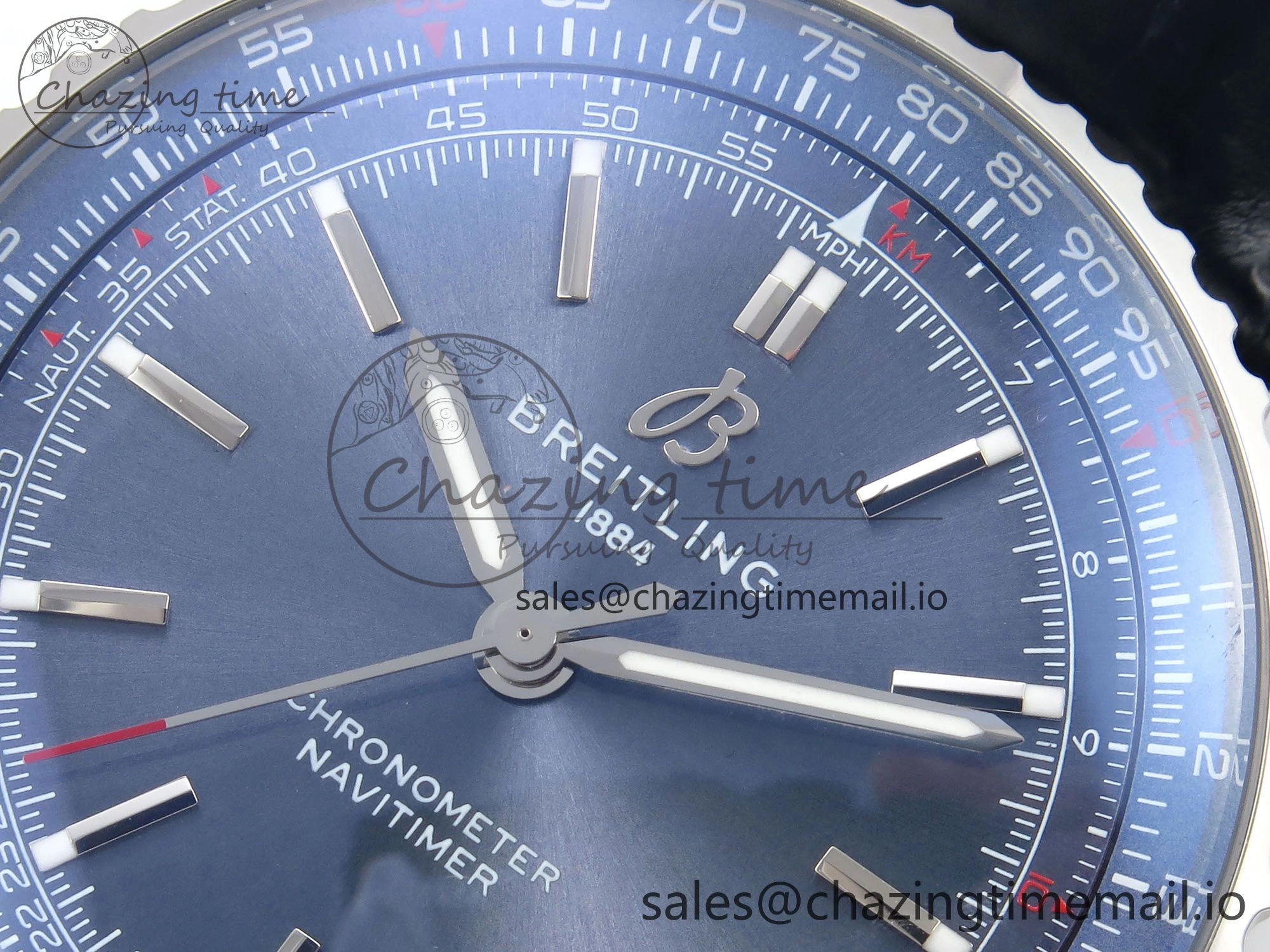Navitimer Automatic SS 41mm TF 1:1 Best Edition Blue Dial on Blue Leather Strap A2824