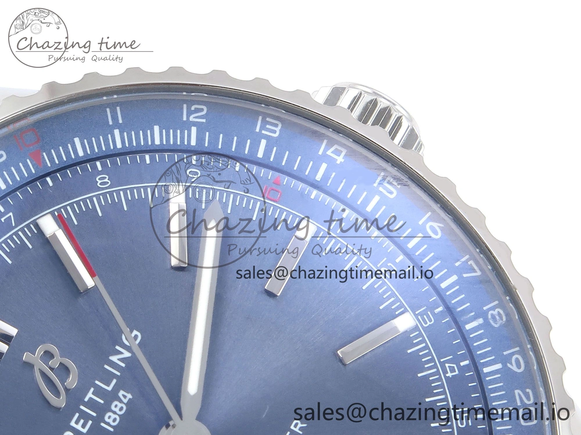 Navitimer Automatic SS 41mm TF 1:1 Best Edition Blue Dial on Blue Leather Strap A2824