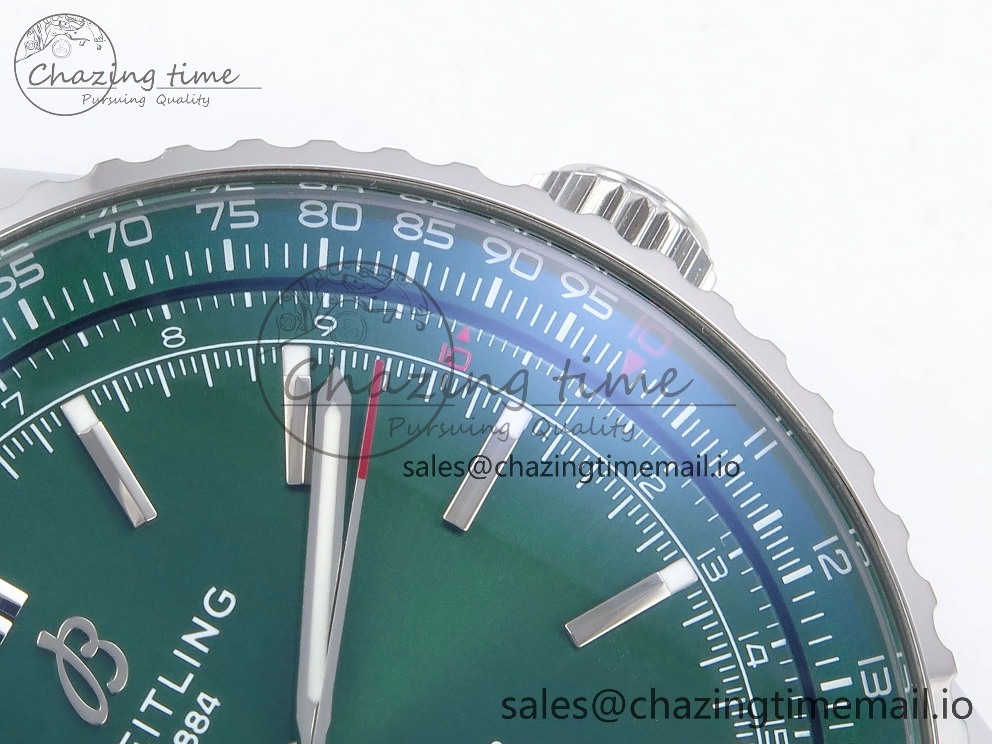 Navitimer Automatic SS 41mm TF 1:1 Best Edition Green Dial on Black Leather Strap A2824