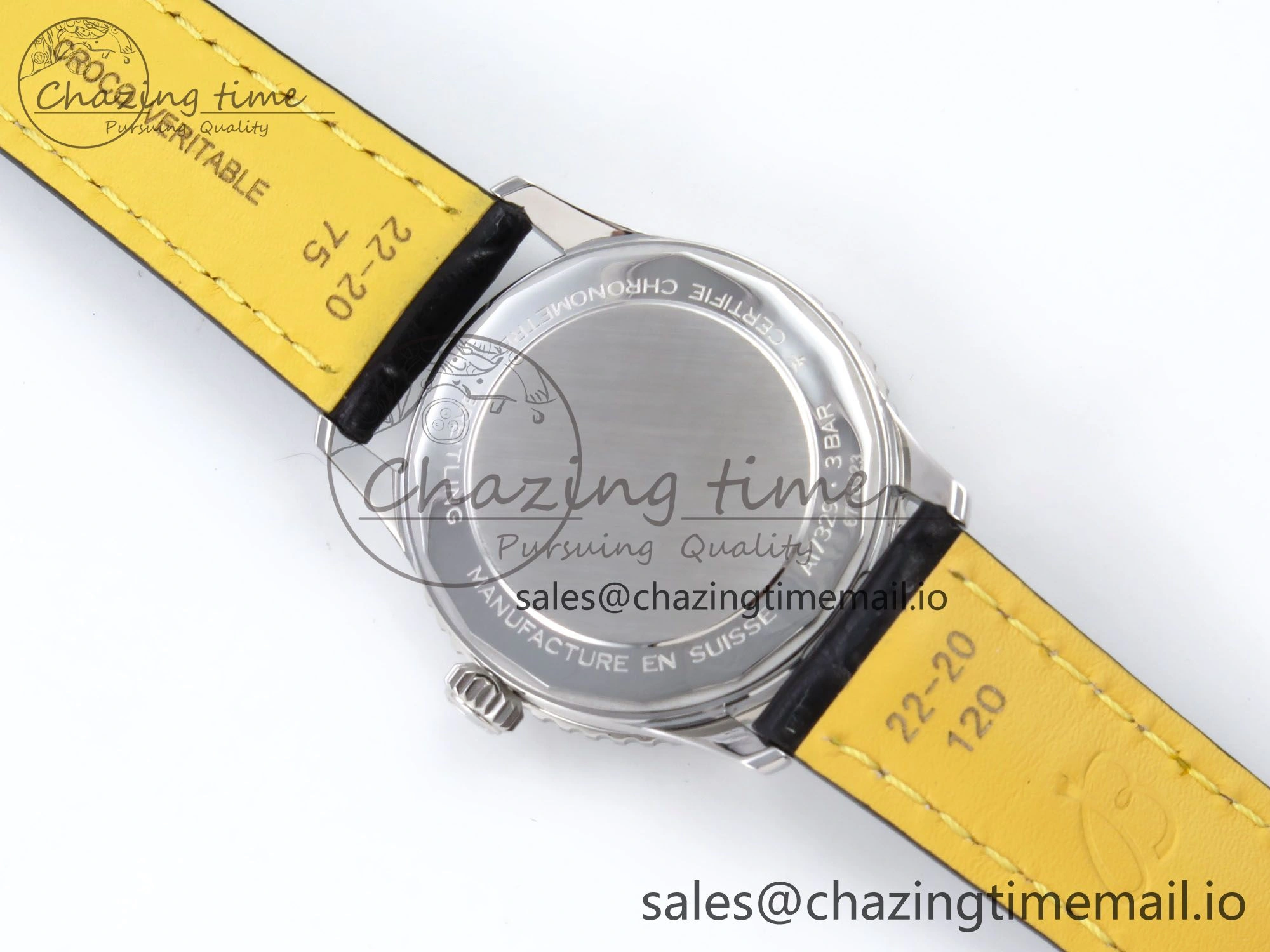 Navitimer Automatic SS 41mm TF 1:1 Best Edition Ice Blue Dial on Black Leather Strap A2824
