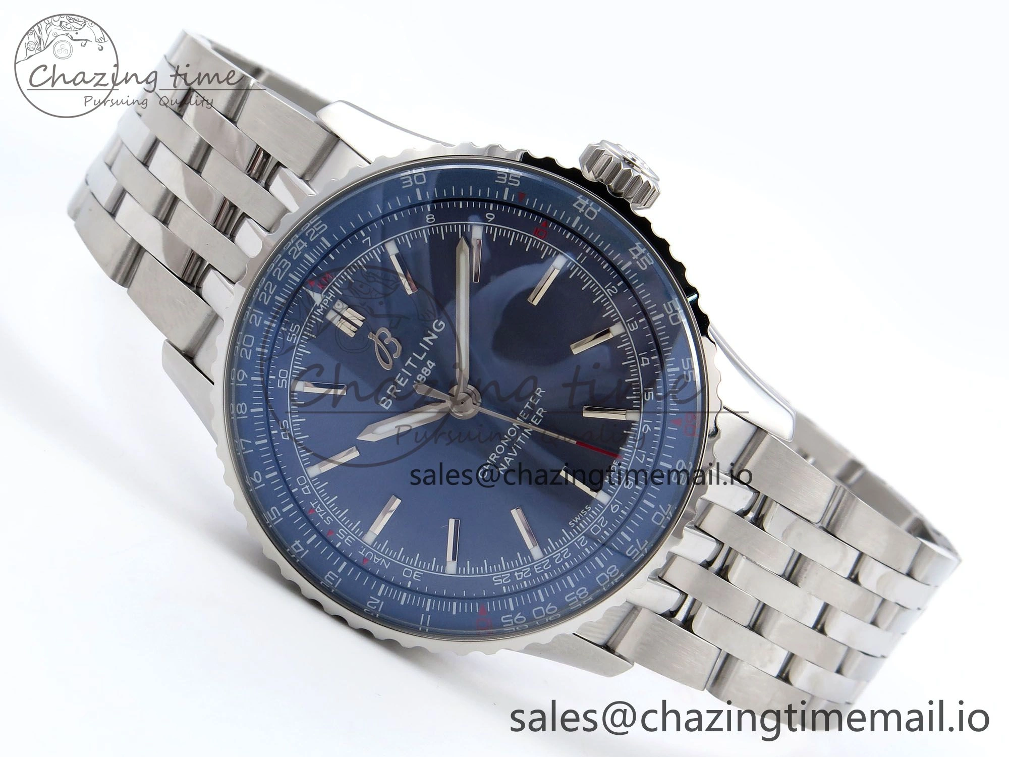 Navitimer Automatic SS 41mm TF 1:1 Best Edition SS Bezel Blue Dial on SS Bracelet A2824