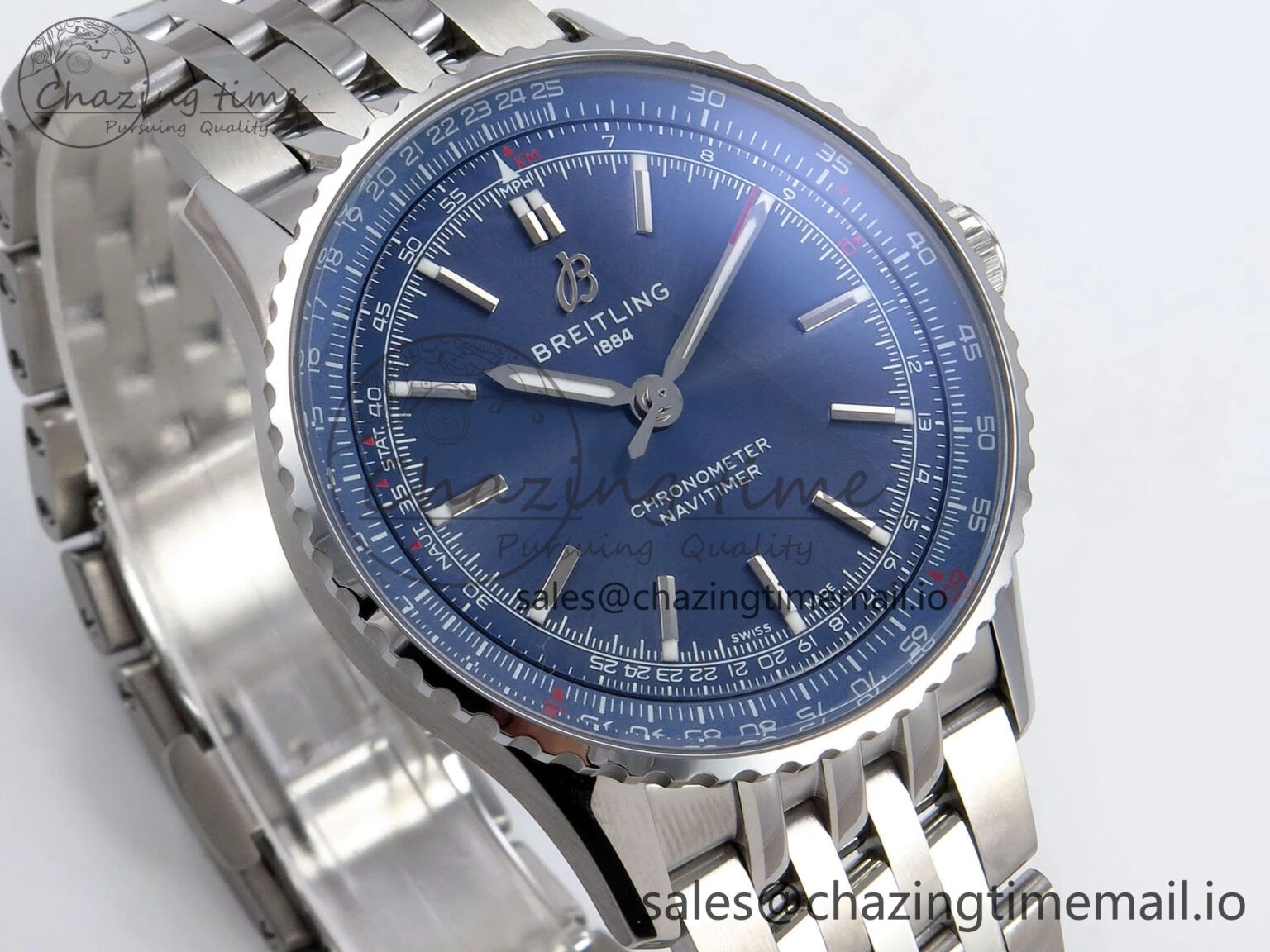 Navitimer Automatic SS 41mm TF 1:1 Best Edition SS Bezel Blue Dial on SS Bracelet A2824