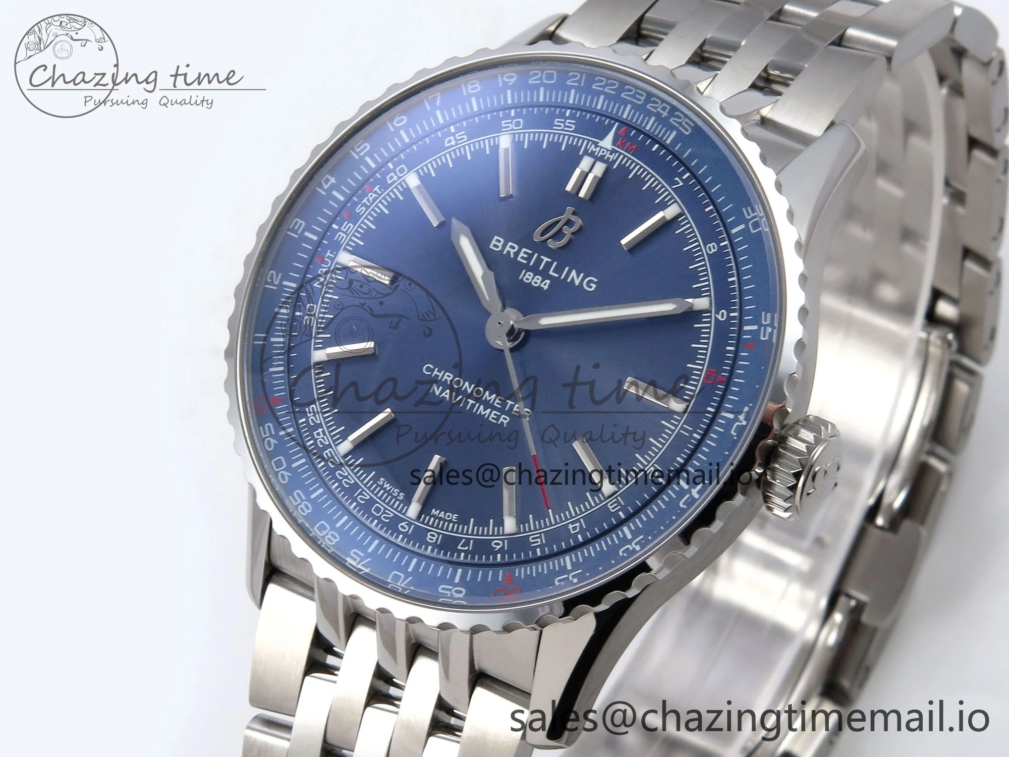 Navitimer Automatic SS 41mm TF 1:1 Best Edition SS Bezel Blue Dial on SS Bracelet A2824