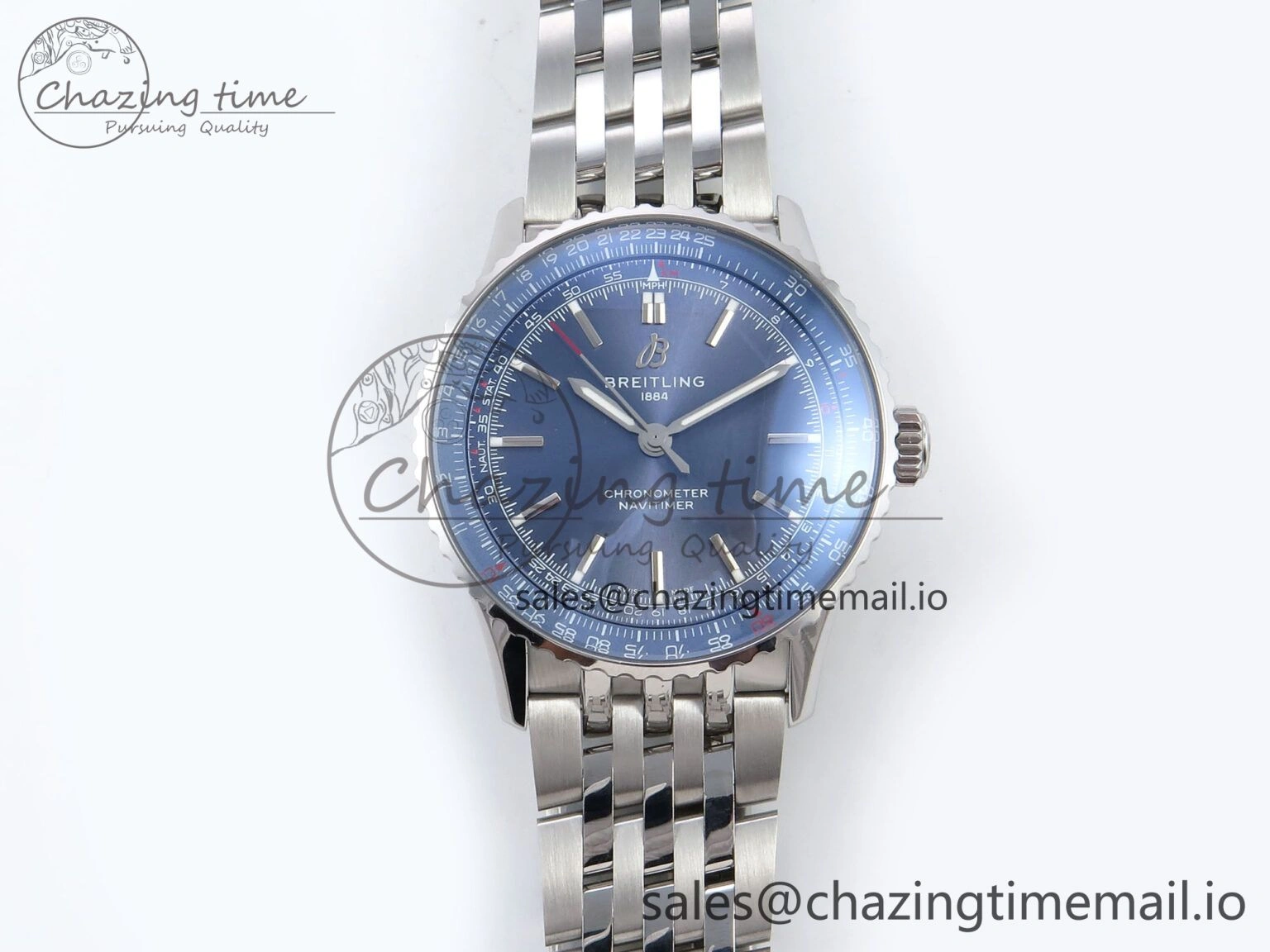 Navitimer Automatic SS 41mm TF 1:1 Best Edition SS Bezel Blue Dial on SS Bracelet A2824