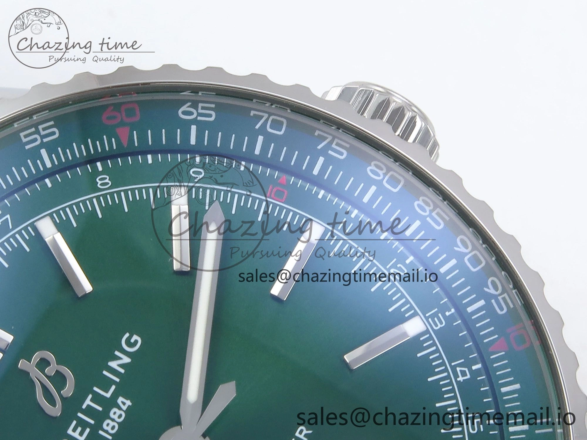 Navitimer Automatic SS 41mm TF 1:1 Best Edition SS Bezel Green Dial on SS Bracelet A2824