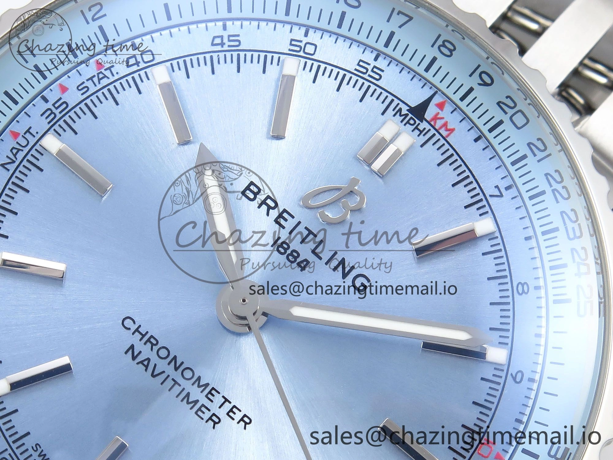 Navitimer Automatic SS 41mm TF 1:1 Best Edition SS Bezel Ice Blue Dial on SS Bracelet A2824