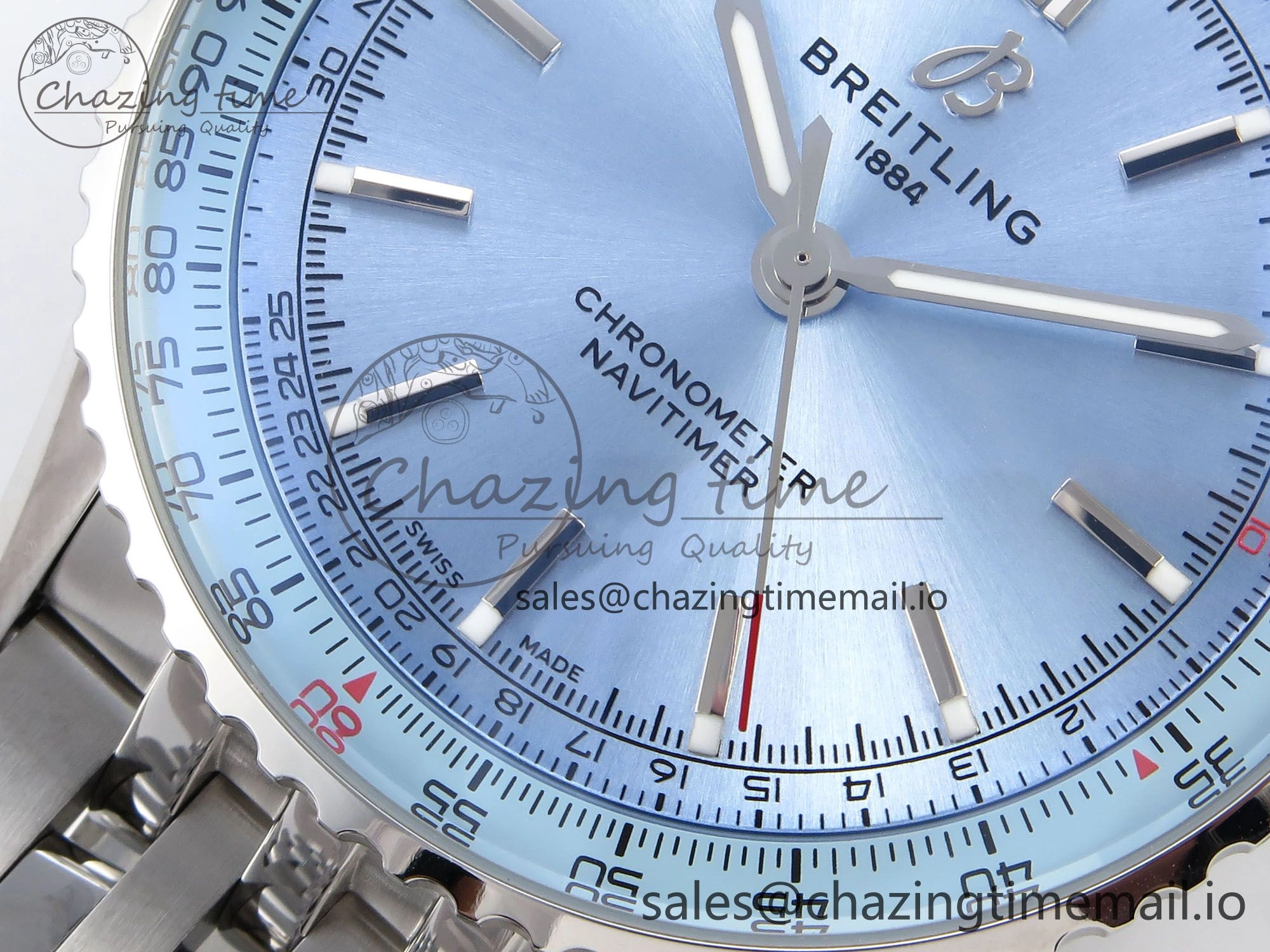 Navitimer Automatic SS 41mm TF 1:1 Best Edition SS Bezel Ice Blue Dial on SS Bracelet A2824