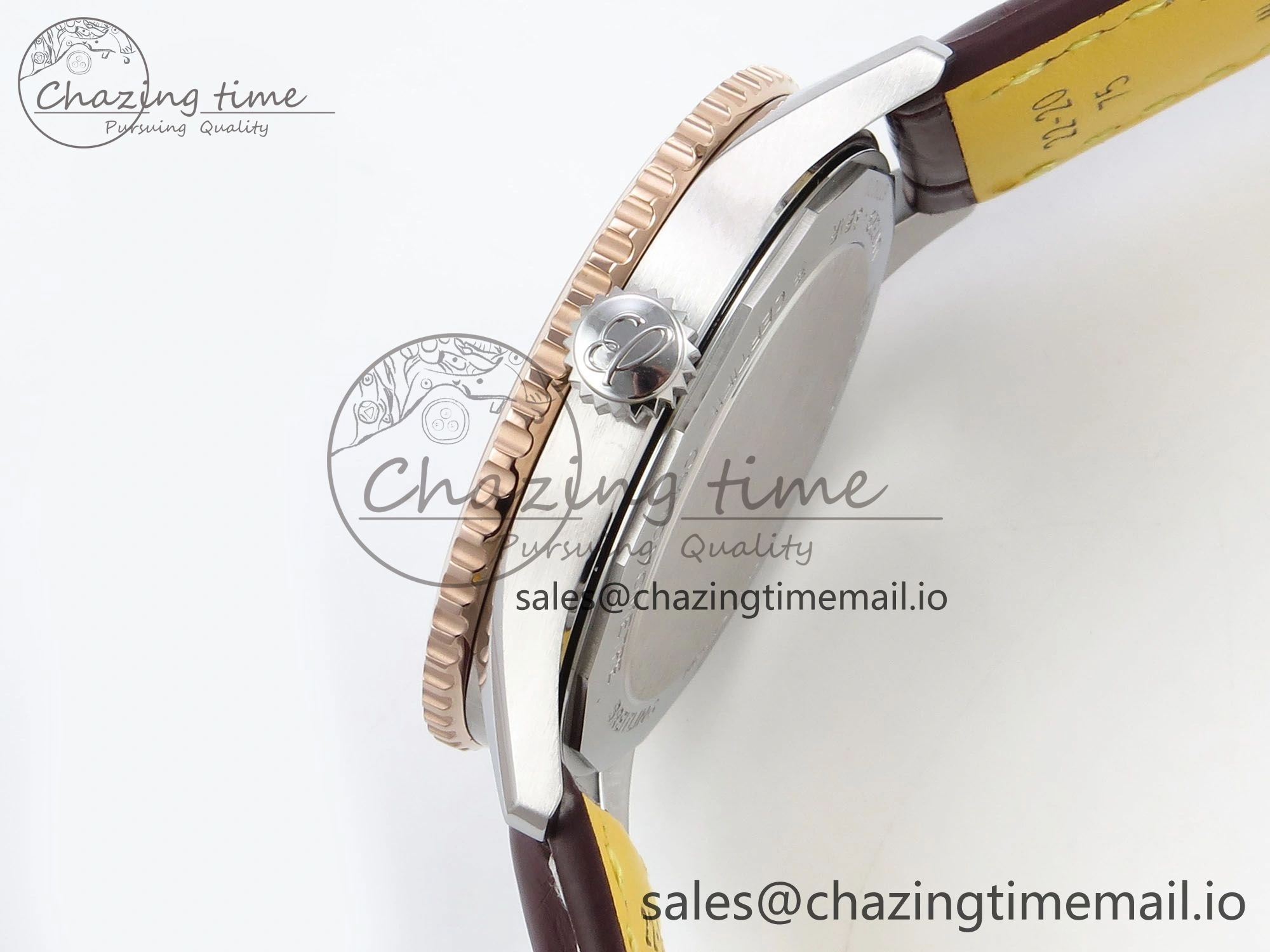 Navitimer Automatic SS RG 41mm TF 1:1 Best Edition White Dial on Brown Leather Strap A2824