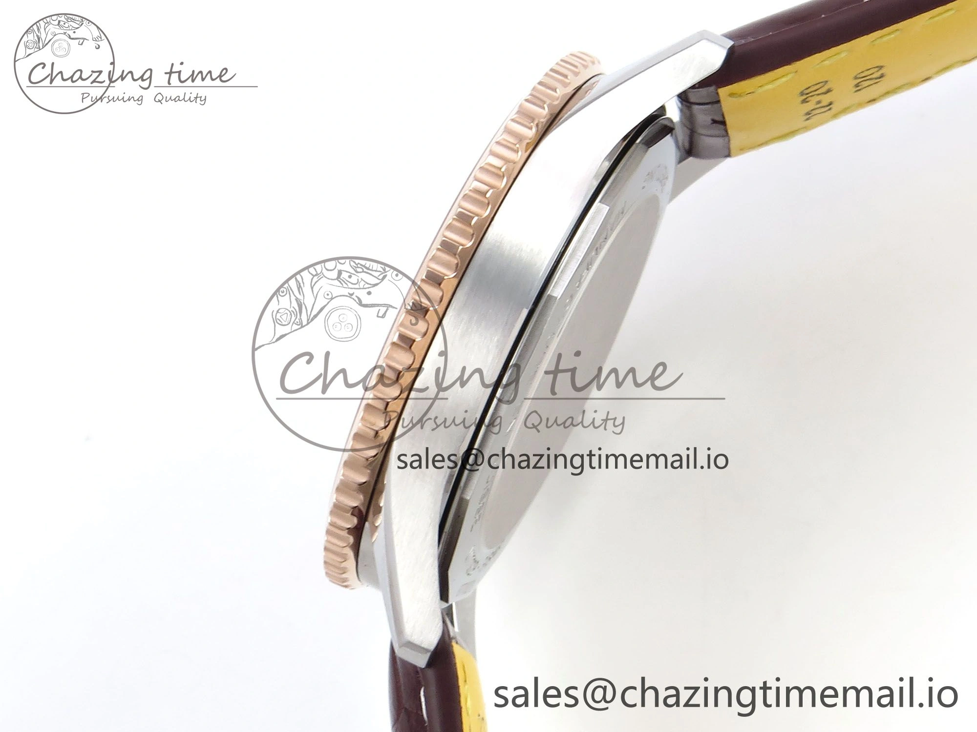 Navitimer Automatic SS RG 41mm TF 1:1 Best Edition White Dial on Brown Leather Strap A2824