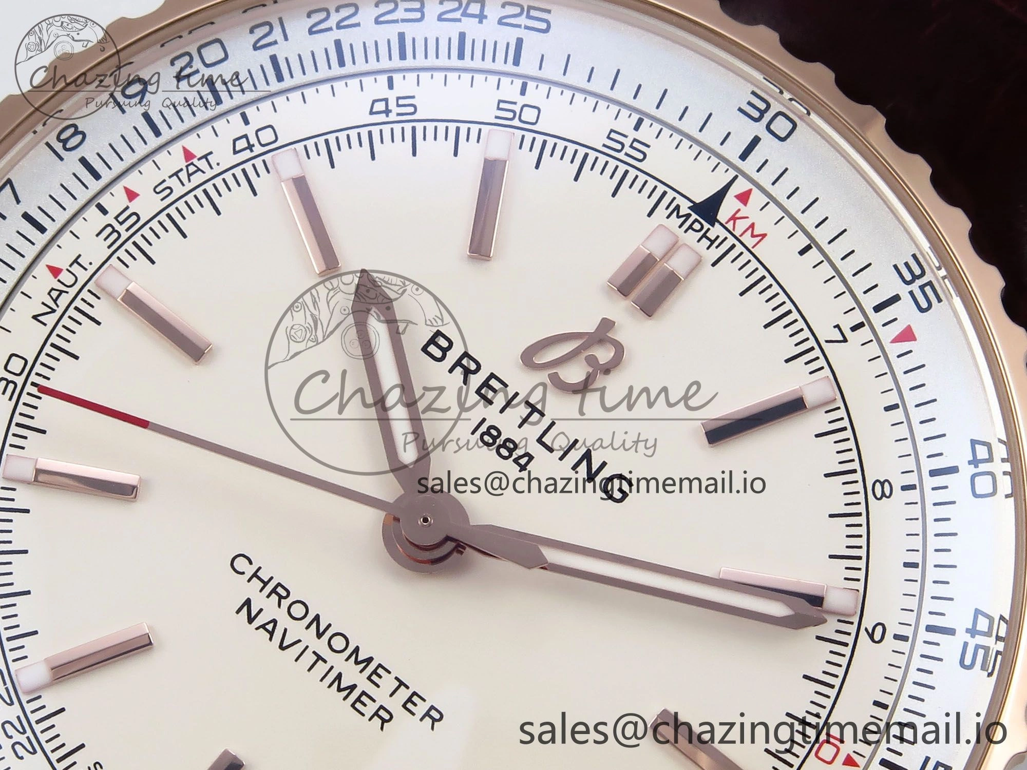 Navitimer Automatic SS RG 41mm TF 1:1 Best Edition White Dial on Brown Leather Strap A2824