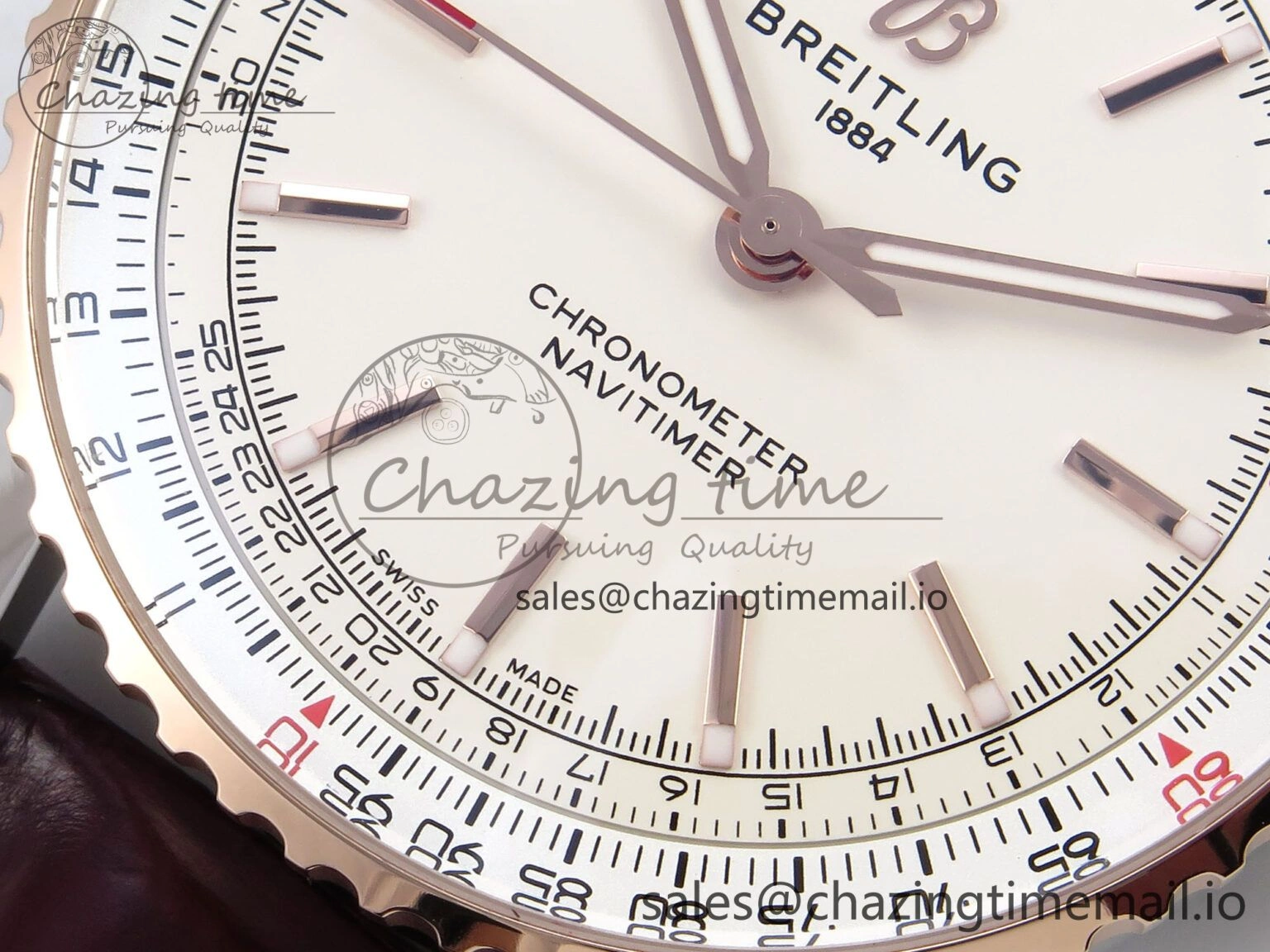 Navitimer Automatic SS RG 41mm TF 1:1 Best Edition White Dial on Brown Leather Strap A2824