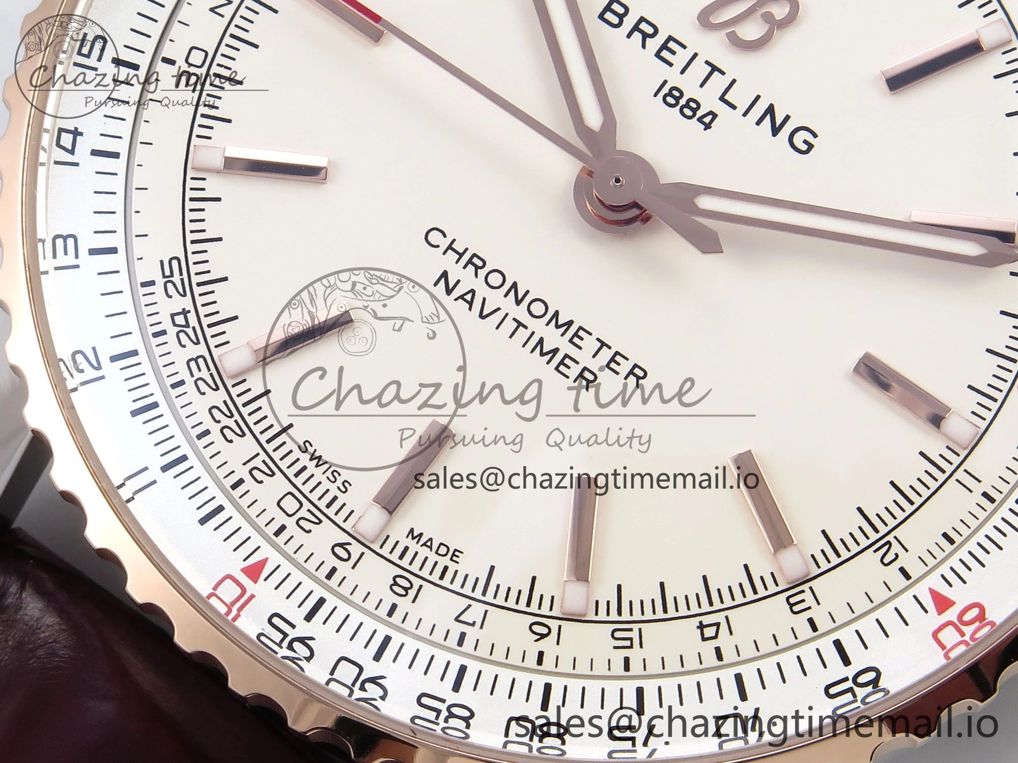 Navitimer Automatic SS RG 41mm TF 1:1 Best Edition White Dial on Brown Leather Strap A2824