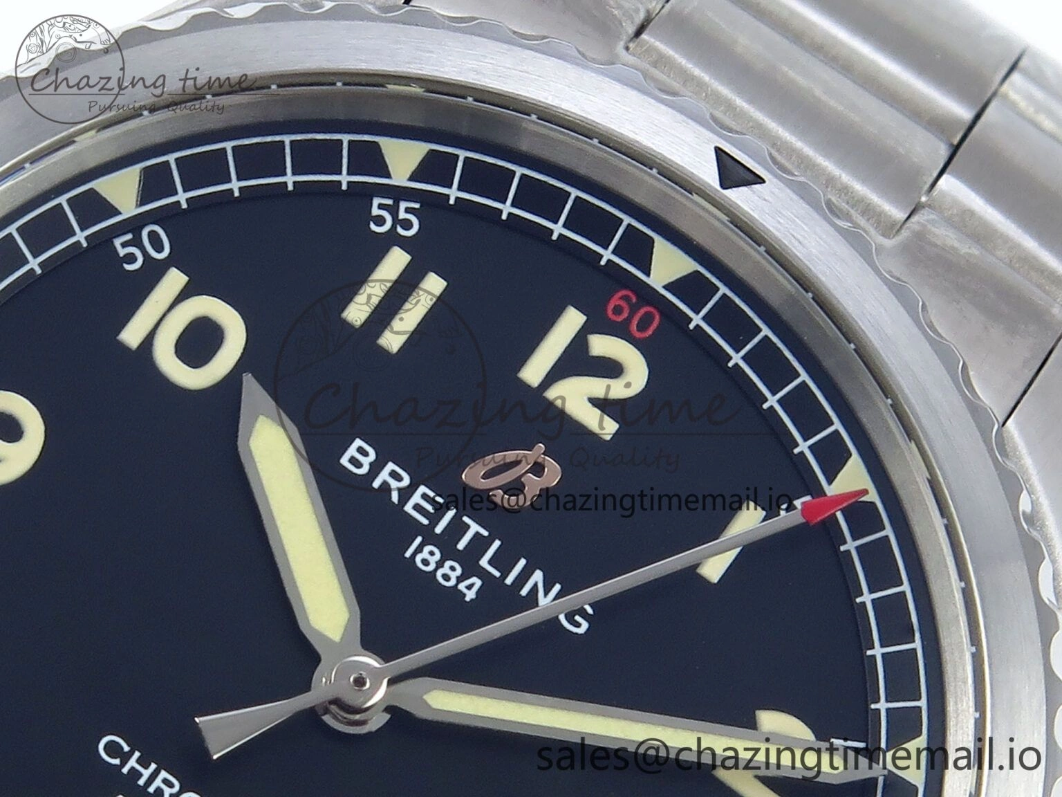 Navitimer Aviator 8 SS TF 1:1 Best Edition Black Dial on SS Bracelet A2824