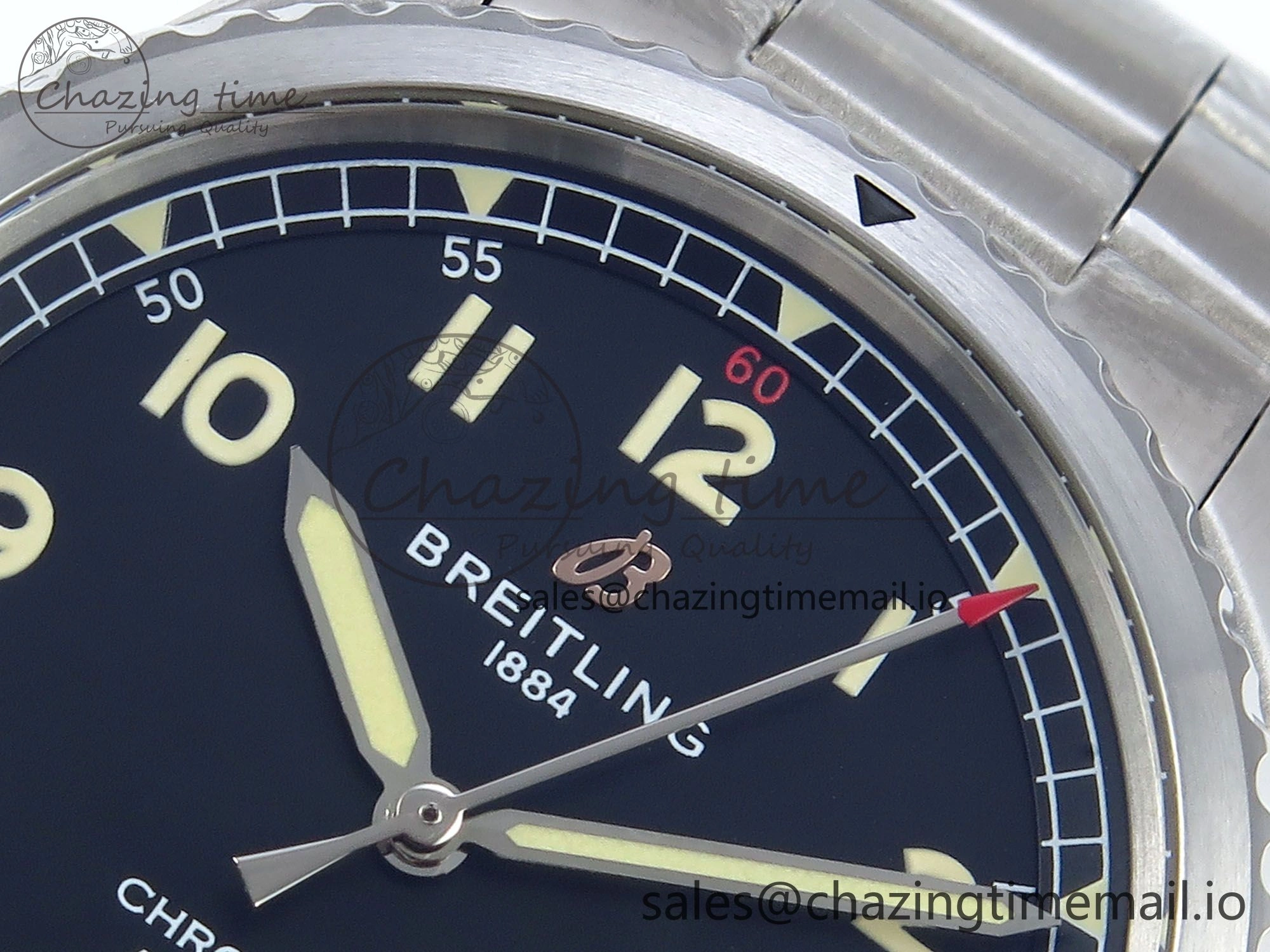 Navitimer Aviator 8 SS TF 1:1 Best Edition Black Dial on SS Bracelet A2824