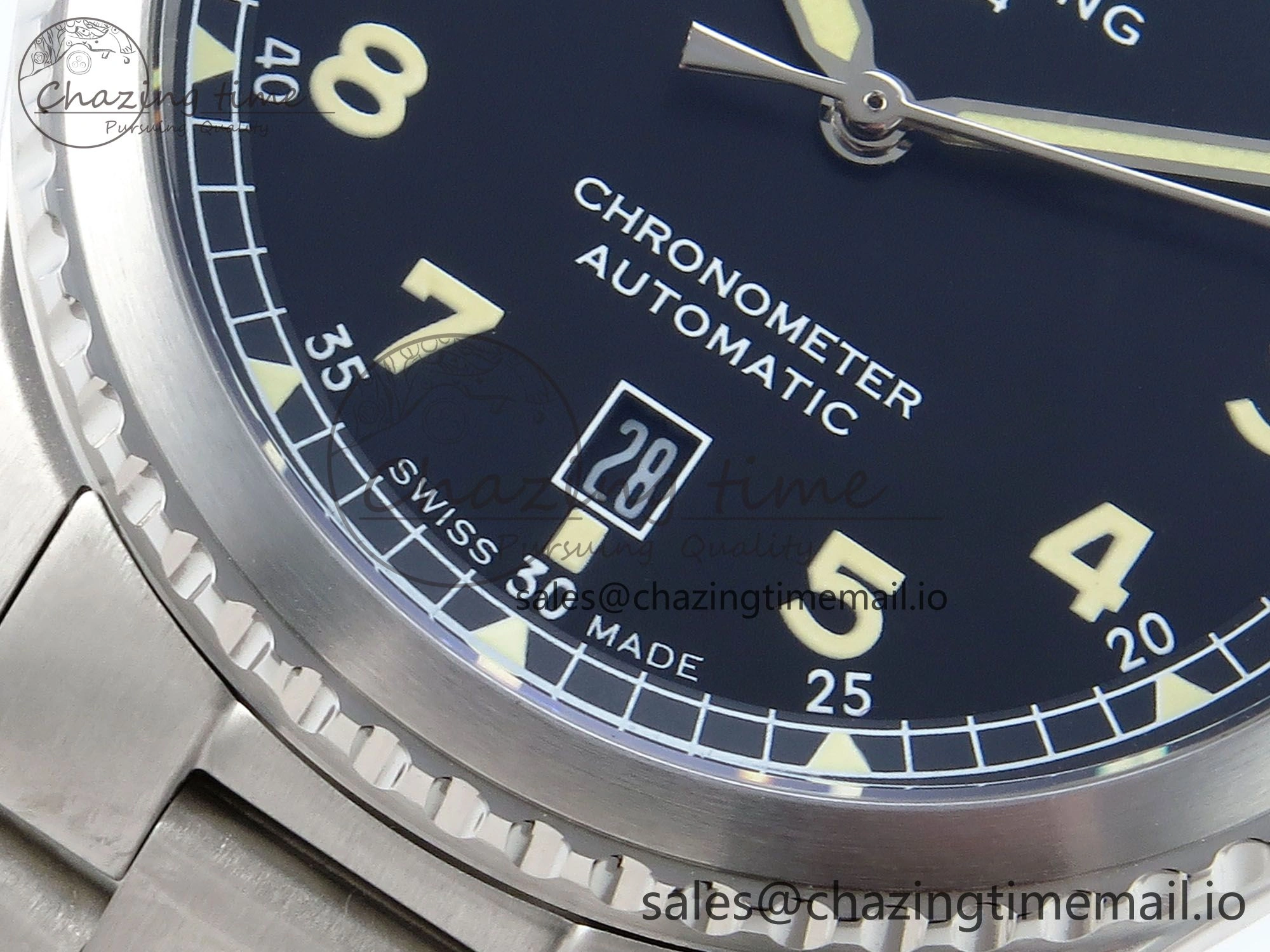 Navitimer Aviator 8 SS TF 1:1 Best Edition Black Dial on SS Bracelet A2824