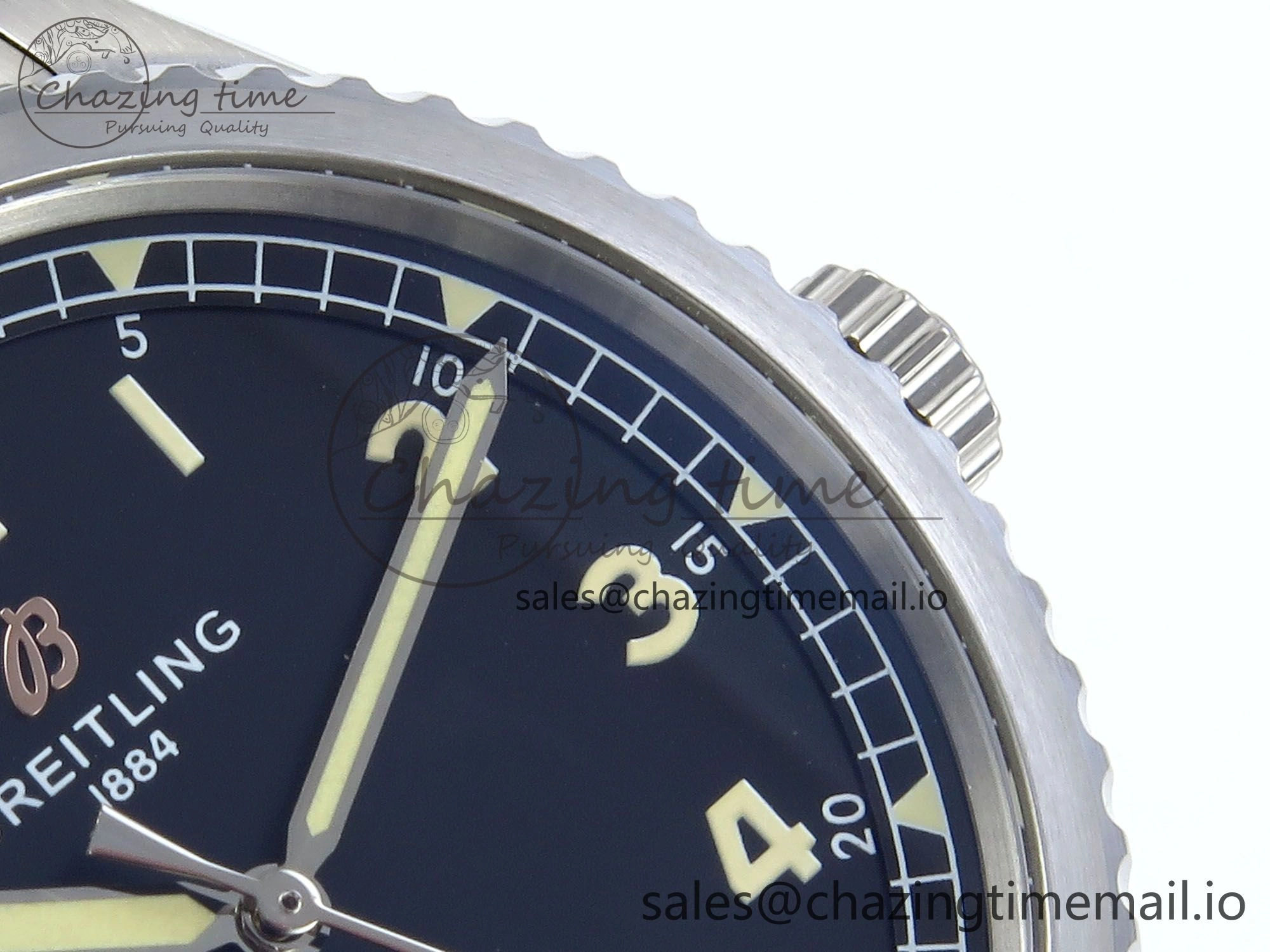 Navitimer Aviator 8 SS TF 1:1 Best Edition Black Dial on SS Bracelet A2824