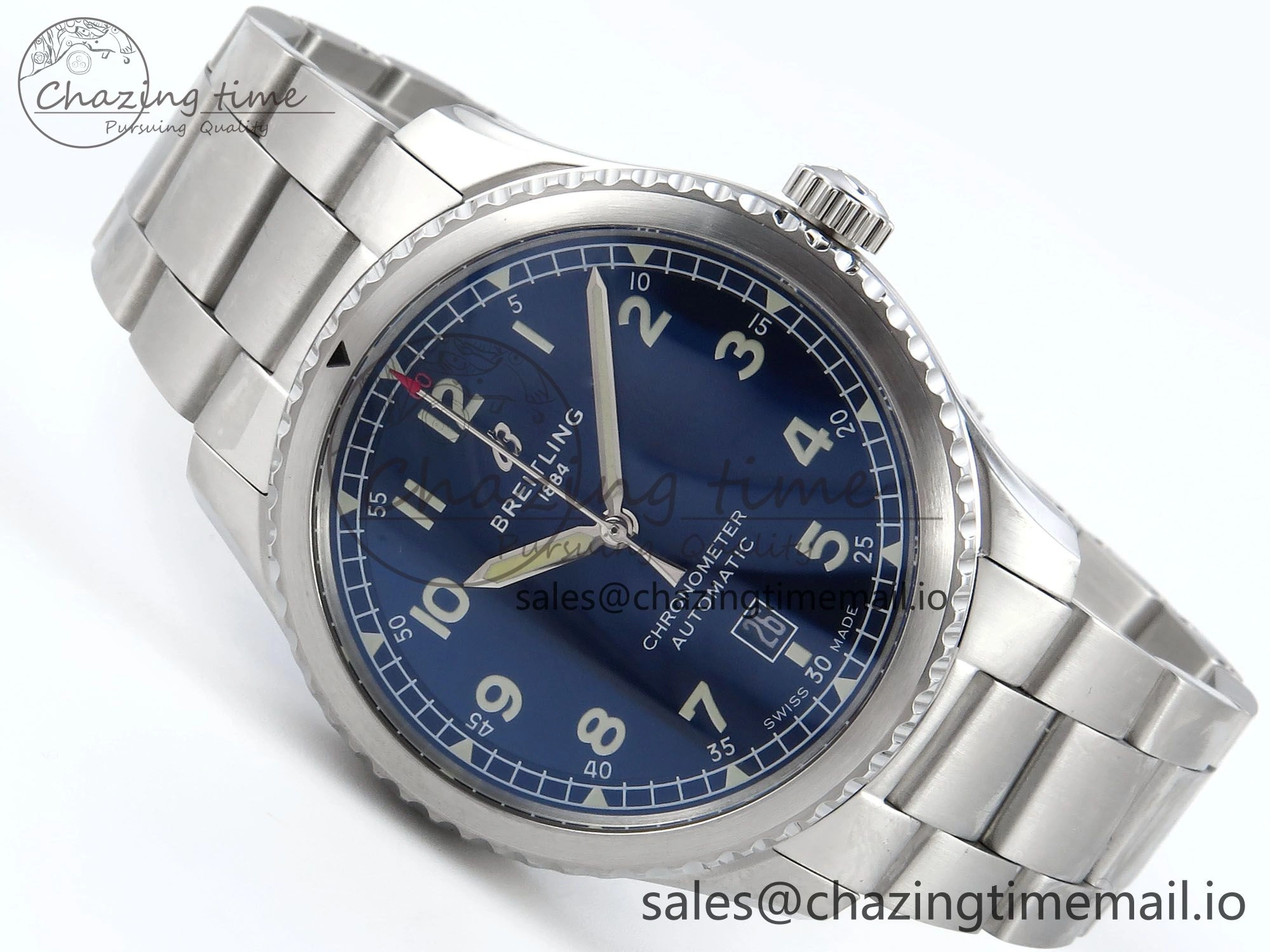 Navitimer Aviator 8 SS TF 1:1 Best Edition Blue Dial on SS Bracelet A2824