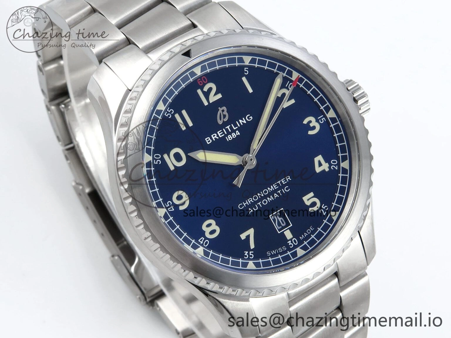 Navitimer Aviator 8 SS TF 1:1 Best Edition Blue Dial on SS Bracelet A2824