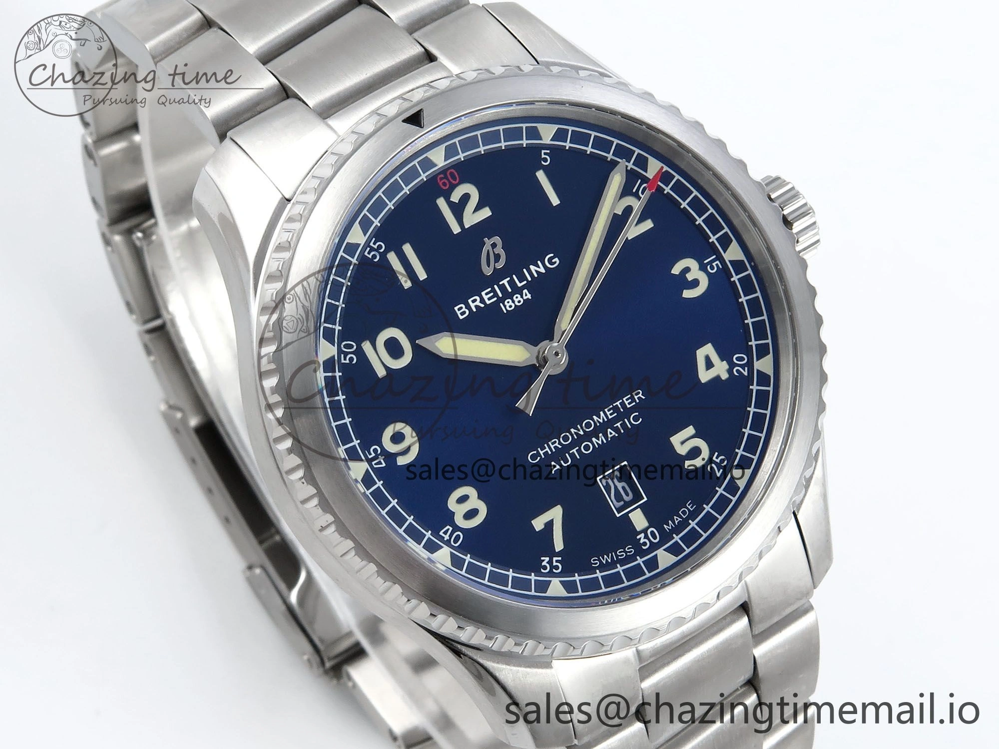 Navitimer Aviator 8 SS TF 1:1 Best Edition Blue Dial on SS Bracelet A2824