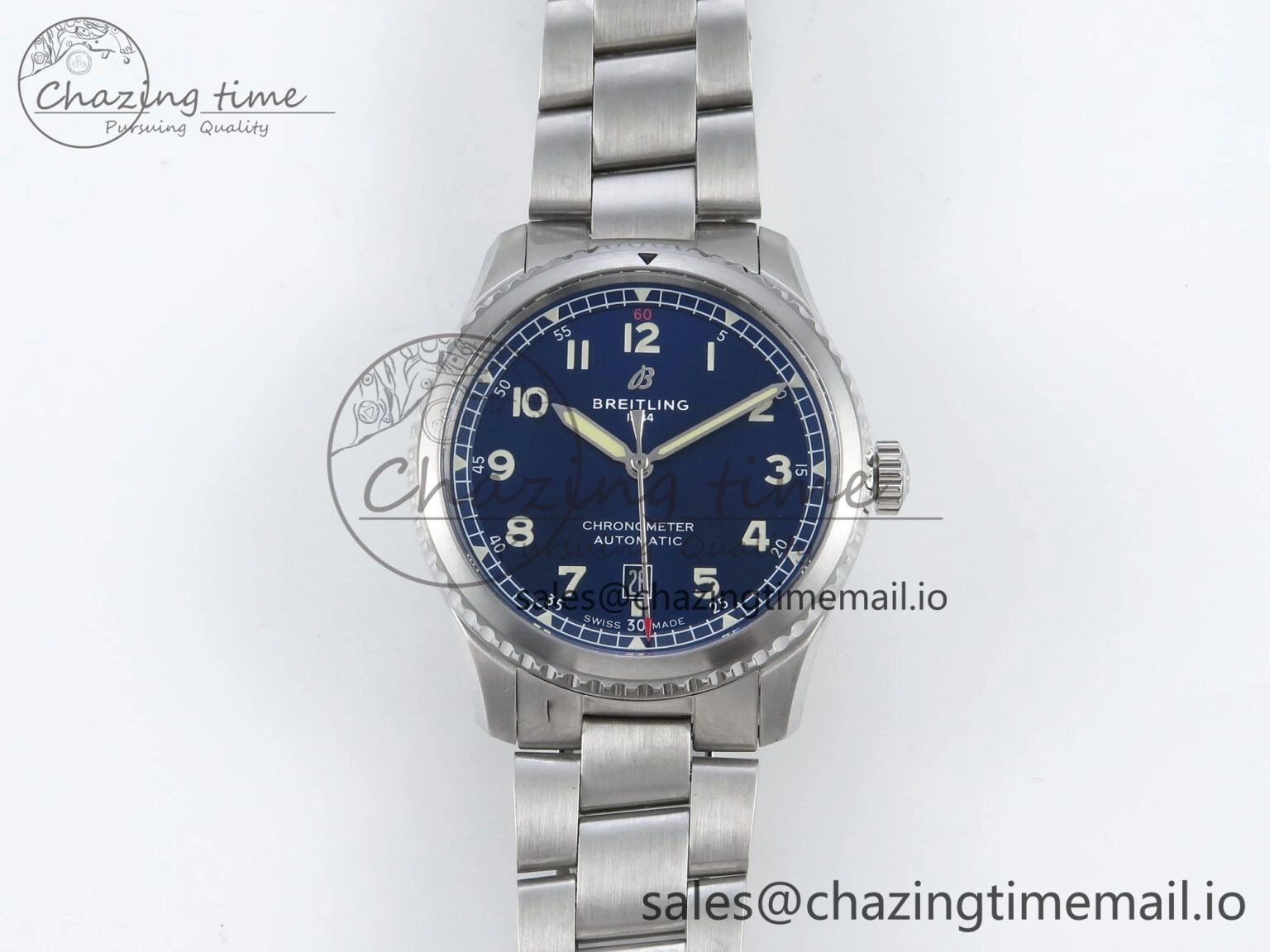 Navitimer Aviator 8 SS TF 1:1 Best Edition Blue Dial on SS Bracelet A2824