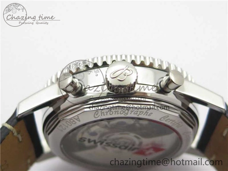 Navitimer B01 Chronograph 43 TWA Editioin SS OXF Black Dial Steel Markers on Black Leather Strap A7750
