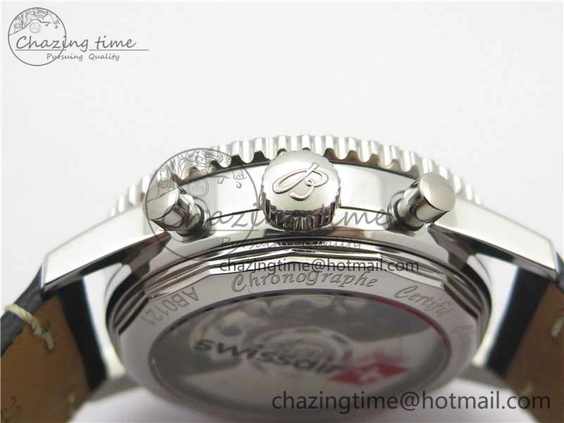 Navitimer B01 Chronograph 43 TWA Editioin SS OXF Black Dial Steel Markers on Black Leather Strap A7750