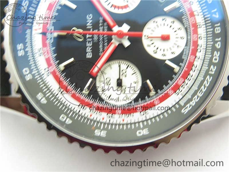 Navitimer B01 Chronograph 43 TWA Editioin SS OXF Black Dial Steel Markers on Black Leather Strap A7750