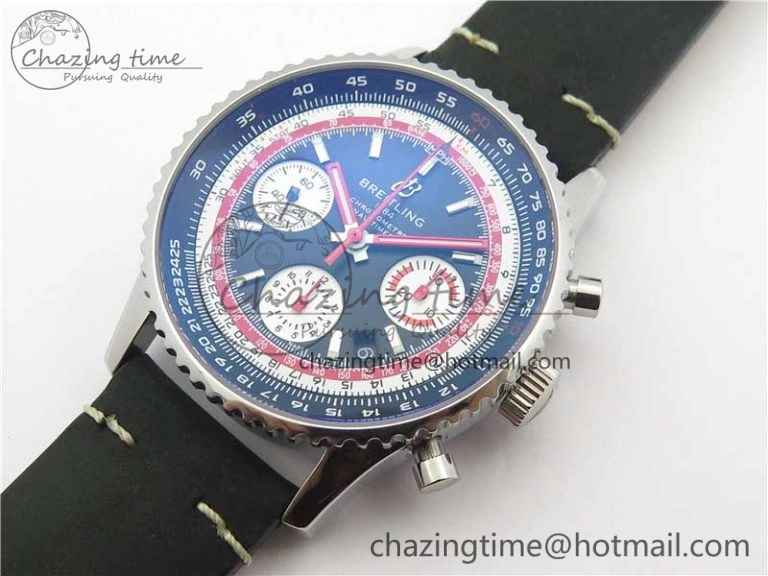 Navitimer B01 Chronograph 43 TWA Editioin SS OXF Black Dial Steel Markers on Black Leather Strap A7750