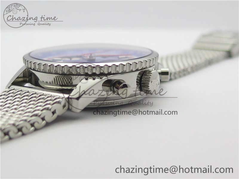 Navitimer B01 Chronograph 43 TWA Editioin SS OXF Blue Dial on SS Mesh Bracelet A7750