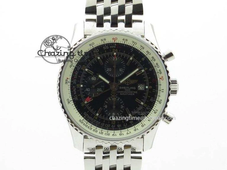 Navitimer B01 Chronograph 43 TWA Editioin SS OXF Blue Dial on SS Mesh Bracelet A7750