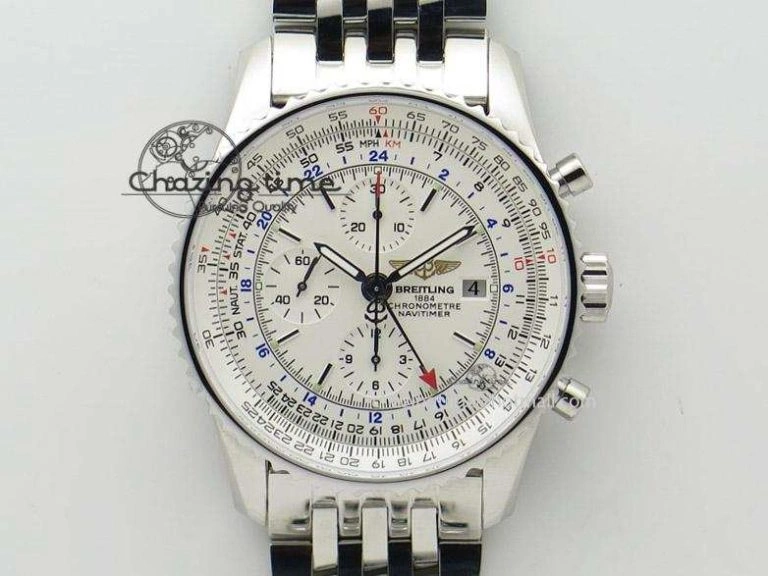 Navitimer B01 Chronograph 43 TWA Editioin SS OXF Blue Dial on SS Mesh Bracelet A7750