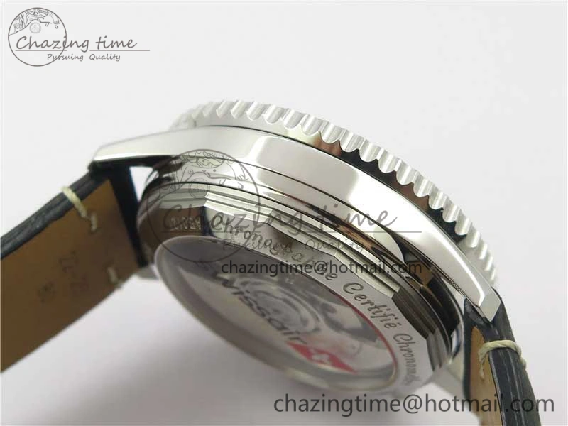 Navitimer B01 Chronograph 43 TWA Edition SS AIF 1:1 Black Dial on Black Leather Strap A7750
