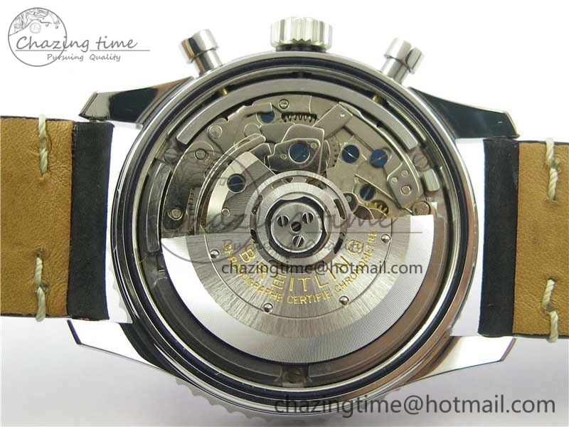 Navitimer B01 Chronograph 43 TWA Edition SS AIF 1:1 Black Dial on Black Leather Strap A7750