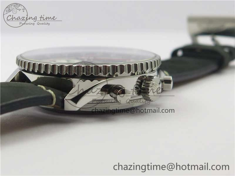 Navitimer B01 Chronograph 43 TWA Edition SS AIF 1:1 Black Dial on Black Leather Strap A7750