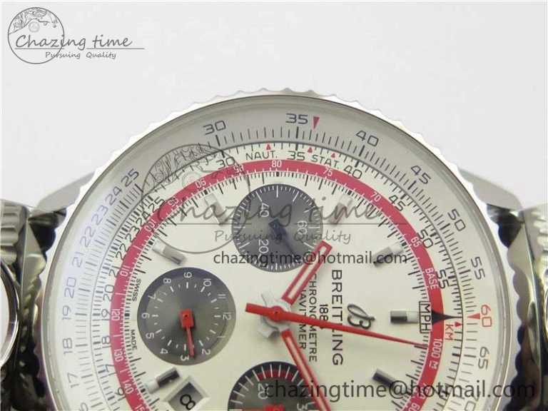 Navitimer B01 Chronograph 43 TWA Edition SS AIF White Dial on Air Racer Bracelet A7750