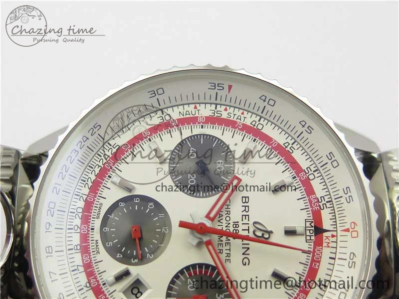 Navitimer B01 Chronograph 43 TWA Edition SS AIF White Dial on Air Racer Bracelet A7750