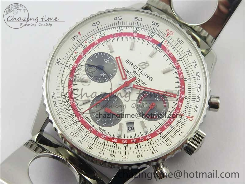 Navitimer B01 Chronograph 43 TWA Edition SS AIF White Dial on Air Racer Bracelet A7750