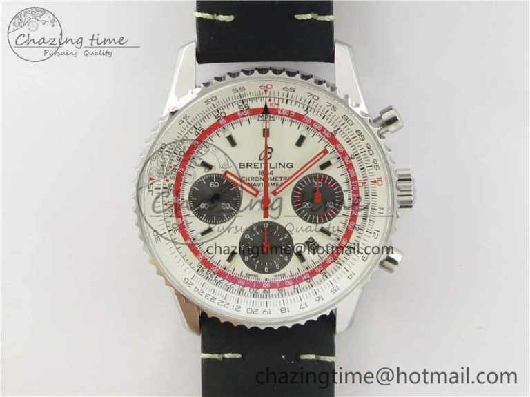 Navitimer B01 Chronograph 43 TWA Edition SS AIF White Dial on Air Racer Bracelet A7750