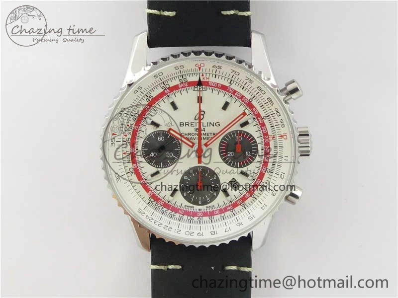 Navitimer B01 Chronograph 43 TWA Edition SS AIF White Dial on Air Racer Bracelet A7750